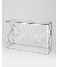 Консоль БРУКЛИН 120*40, прозрачное стекло, сталь серебро
